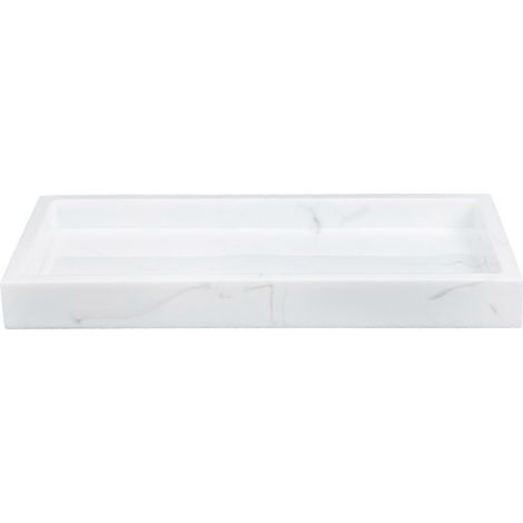Plateau de rangement à motif marbre pour salle de bain, plateau de rangement pour articles divers-20x10cm-White