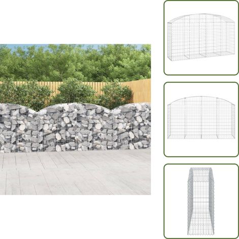 Gabione mit Hochbogen 200x50x100/120 cm Verzinktes Eisen - Gabionenkorb - Gabionenwände - Gartendekoration - Gartenzubehör - Zaun (1/5)