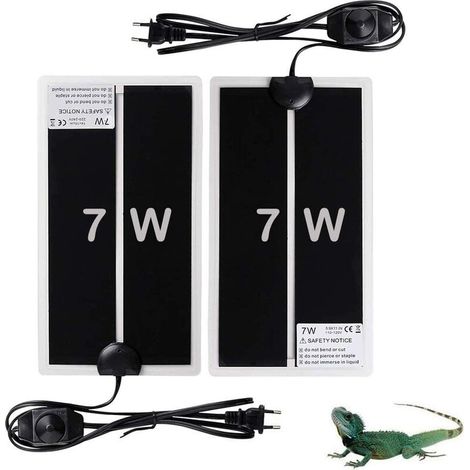 VURAHOME -Tapis Chauffant Reptile, 2PCS 7W 11x5.9 Pouces Tapis Chauffant Terrarium Réglable avec Contrôle De La Température pour Reptiles -Tortue, Serpents, Lézards, Geckos, Araignées (1/5)