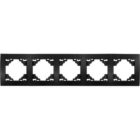 Rahmen 5-Fach für Steckdosen Schalter Unterputz 298x82x8mm horizontal Schwarz Matt