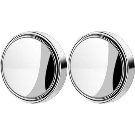Set of 2 Blind Spot Mirrors, 5.1cm Round HD Glass Convex 360 Degree Wide Angle Side Mirror with ABS Housing for Cars, SUVs and Trucks, Silver.