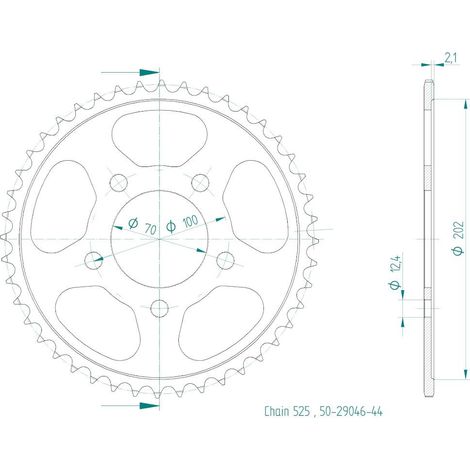 Couronne Acier - 525 - 44 Dents - Made in Germany
