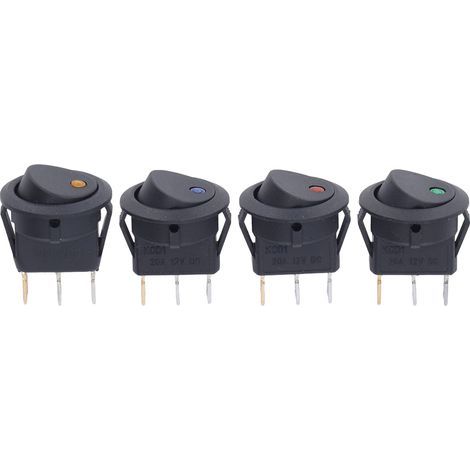 4 pièces 12V interrupteurs d'alimentation ronds 3 broches 2 positions interrupteur LED bateau bascule bascule 20mm (1/5)