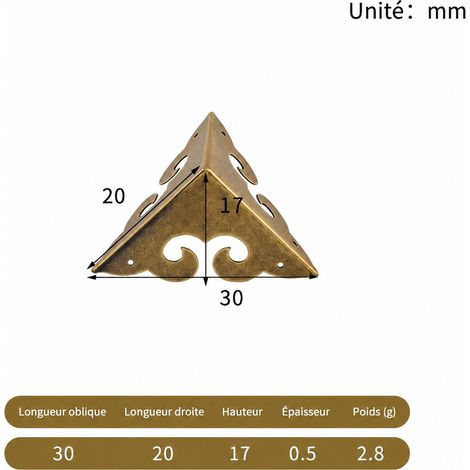 Équerre d’angle en métal 4108 2 cm finition bronze antique 4108-2cm bronze 3 × 1,7 × 2 cm 3 g – Livraison gratuite
