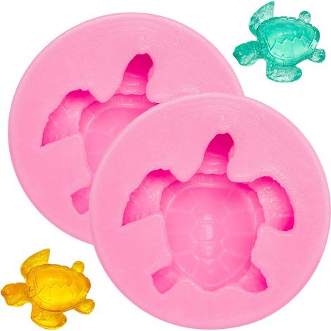 2 moules en silicone tortue marine, 4,8 x 4,8 x 1,4 cm, pour chocolat, fondant et décoration pâtissière (1/5)