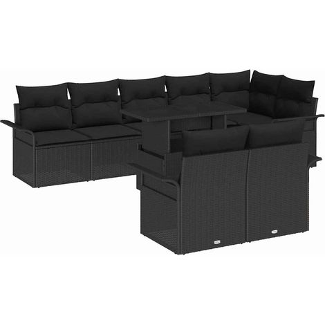 Maison Exclusive - Gartensofa-set mit Kissen 9 pcs Schwarz Poly-R
