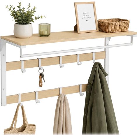 Appendiabiti da parete con ripiano, bianco, 80 cm (1/5)