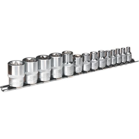 Sealey Premier TRX-Star Socket Set 1/4"", 3/8"" & 1/2""Sq Drive E4-E24 14pc AK618 (1/2)