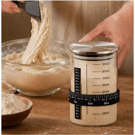 Bocal de fermentation - Bocaux de conservation en verre - Kit de fermentation - Bocal en verre gradué et hermétique - Bouteille de fermentation - Fermentation - Transparent - 16,5 × 10 cm - 900 ml - V (1/4)