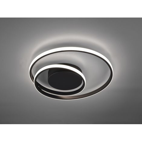 Flache LED Deckenleuchte ZIBAL Schwarz, stufenweise dimmbar, Ø 39cm (1/5)