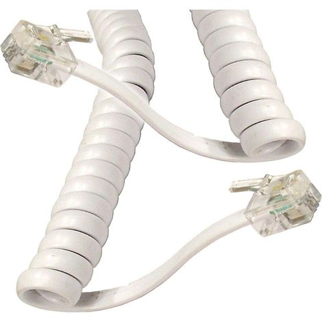 1 Cordon Téléphone Spiralé RJ10, Câble Blanc 3m, Connecteur 4P4C, Pour Bureau Et Domicile