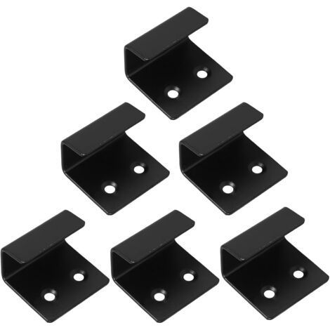 Juego de 6 ganchos de pared de acero inoxidable de alta resistencia para fijar azulejos de cerámica de gran tamaño, color negro, 12 tornillos y 12 tacos de pared, soportes de montaje versátiles. (1/5)