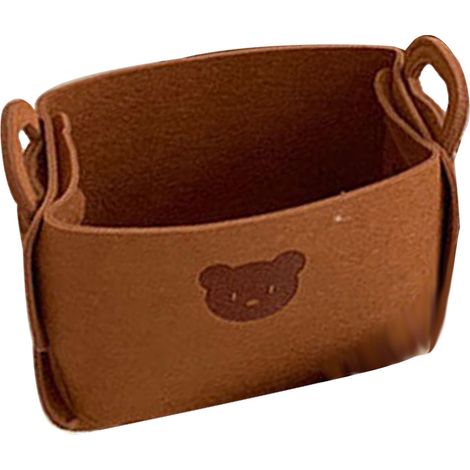 Corbeille de rangement en feutre avec poignées, pliable, motif ours brun-rouge, pour linge, jouets, vêtements, maison et bureau (1/5)