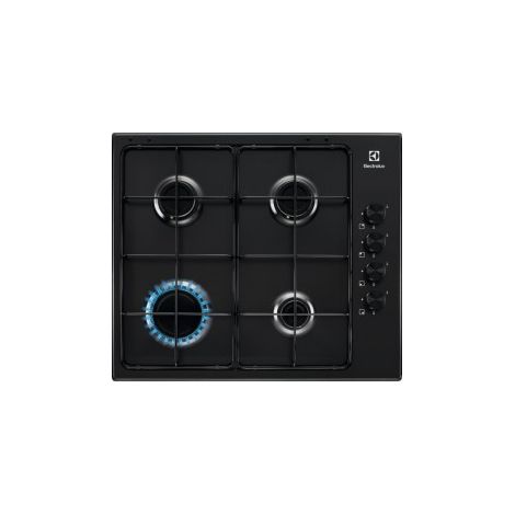 Electrolux KGS6404B Piano cottura a gas Serie 300 Slim side control 60cm. Colore del prodotto: Nero, Posizionamento dell'apparecchio: Da incasso, Dimensione della larghezza del piano cottura: 60 cm... (1/5)