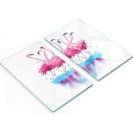 Tablas de cortar de cristal para cocina con estampado decorativo de flamencos, 2 x 30 x 52 cm. (1/5)