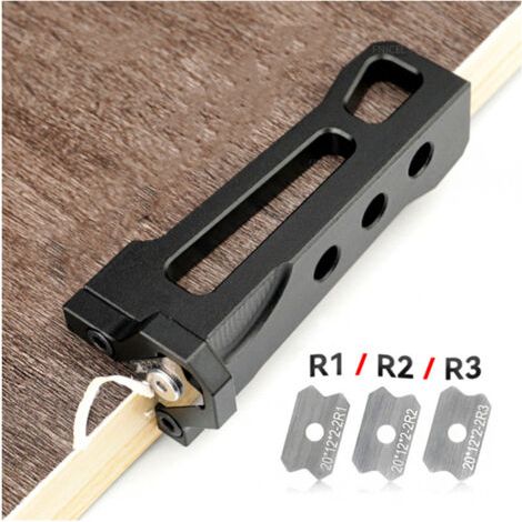 Fasenhobel für die Holzbearbeitung, manuelle Kantenfasenmaschine, Fasen- und Entgratungsmaschine für Holzbretter (Kantenschneider + R1/2/3-Klingen) (1/4)