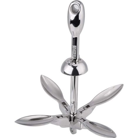 Ancora pieghevole multifunzione in acciaio inox 316 color argento per uso nautico.