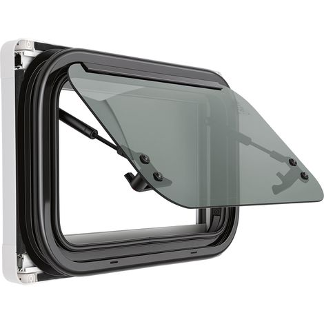Fenêtre de camping-car - Modèle aux angles arrondis - 300 x 500 mm - 85 ° - Avec moustiquaire et store intégré - Fenêtre latérale externe - Push - Pour caravane, van et camping-car (1/5)