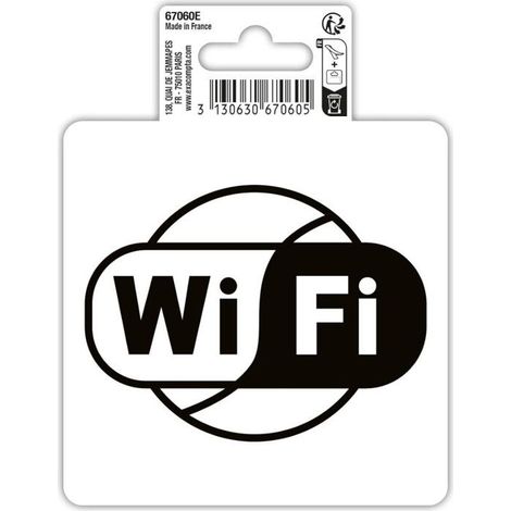 Signalétique adhésive - Entrée interdite - Signal Wifi - 10x10cm - Noir/Blanc - PVC (1/2)