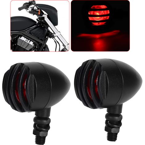 Clignotant Moto Vintage 12V 5W Universel, Feu Indicateur Noir Rouge, Pièce Modifiée Accessoire (1/5)