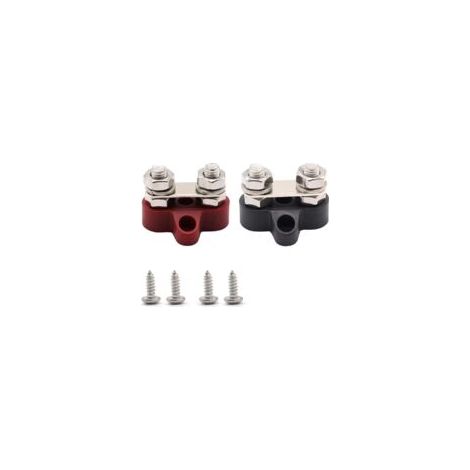 Set mit 2 5/16"-Doppelanschluss-Batterieklemmenblöcken, robust, Plus/Minus, M8-Gewindebolzen, 12–48 V DC, isolierter Stromverteilerblock für Boote, Wohnmobile, Solarfahrzeuge, 2er-Set – Crezuo