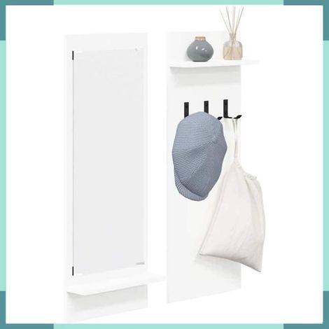 874523 Porte-manteau mural Blanc 70 x 10 x 90 cm Bois d'ingénierie (1/5)