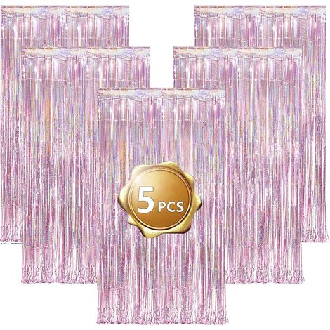 5 Rideau métallique, brillant, réutilisable, adhésif double face, pour mariage anniversaire Noël (1/5)