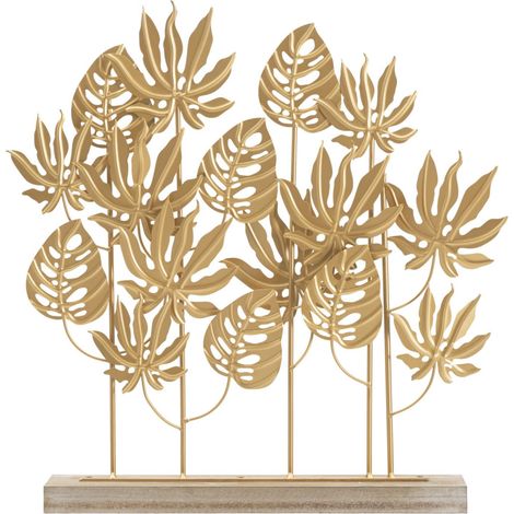 Objet Déco en Métal "Feuilles Exotiques" 57cm Or (1/5)
