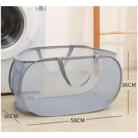 Panier à linge horizontal pliable à grande capacité avec maille respirante - Accessoire maison pour le rangement des vêtements (1/4)