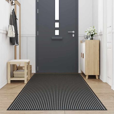 Paillasson，Tapis d'entrée noir et gris à rayures 115x400 cm CFW400285 (1/5)