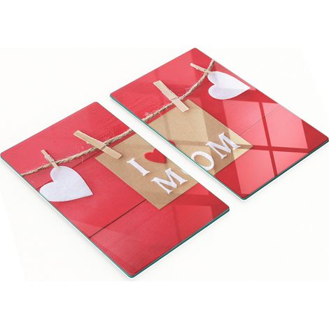 Tablas de cocina de vidrio templado con gr谩ficos, 2 piezas, D铆a de la Madre, 2x30x52 cm (1/5)