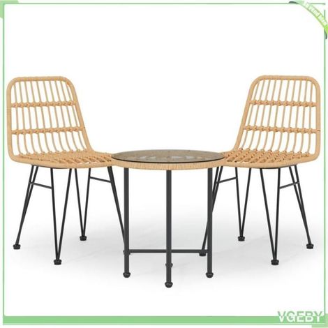 Ensemble à manger de jardin - FAFEICY - 3157831 - Résine tressée - Table verre trempé - Cadre acier (1/5)