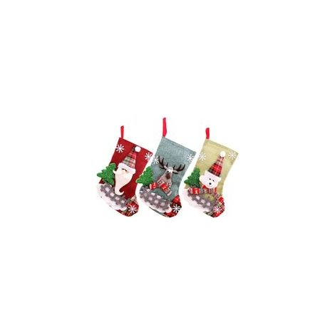 Lot de 3 grandes chaussettes Noël suspendues 23x15 cm, sacs à bonbons – (1/5)