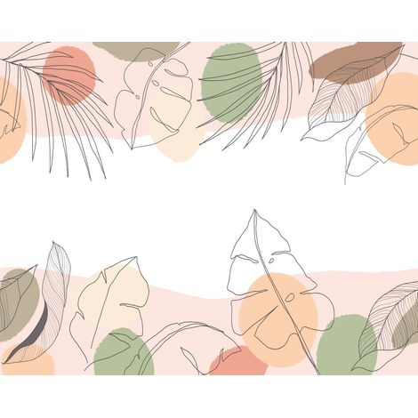 papier peint panoramique feuilles rose, vert et beige - Sanders & Sanders (1/5)
