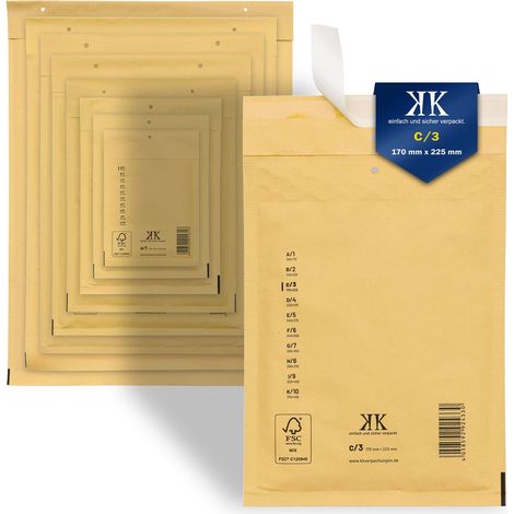 200 Luftpolster-Versandtaschen C3 C/3 170x225mm (Außenmaß) DIN A5+ Braun (1/5)