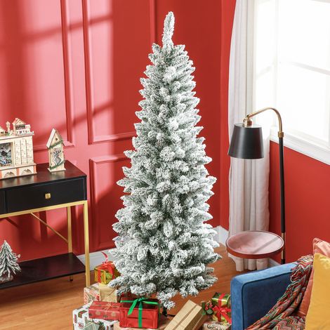 Árbol de Navidad Artificial Nevado 183 cm con 479 Ramas y Soporte de Metal Árbol de Navideño para Salón Interior Verde (1/5)