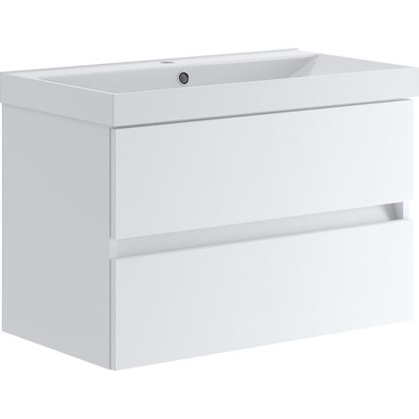 Meuble sous-vasque + Céramique Kora 2.0, laqué blanc mat 2 tiroirs Largeur 805 mm