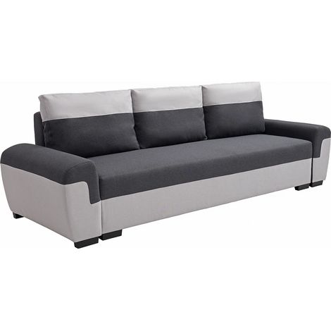 Divano letto 3 posti in Tessuto Antracite e Grigio - GABY II (1/5)