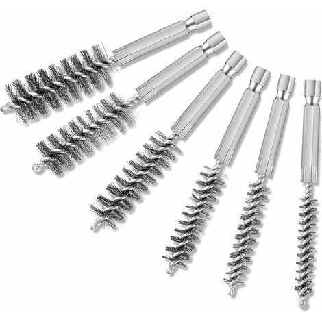 6 Brosse Métallique de Forets en Acier inoxydable, Brosse Cylindrique Pour Perceuse à Percussion électrique， (1/5)