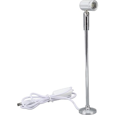 Projecteur LED sur pied pour meuble de présentation de bijoux, mini projecteur en aluminium alimenté par USB, idéal pour les arts et la peinture, lumière argentée et blanche. (1/5)