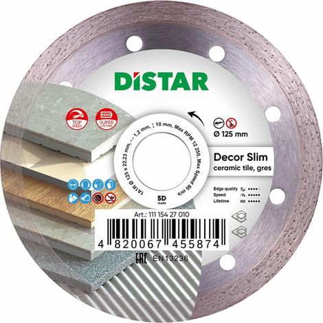 Disco diamantato sottile Distar decor 125 x 1,2 x 8 x 22,23 mm (1/3)