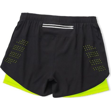 Doppellagige Herren-Sportshorts, schnelltrocknend, zweiteiliger Fitness-Hosen-Effekt – Größe 2XL – Neongrün (1/5)