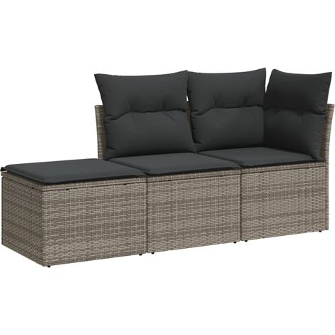 Maison Exclusive - 3-tlg. Garten-Sofagarnitur mit Kissen Grau Pol