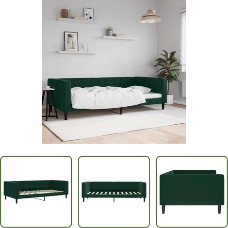 vidaXL Schlafsofa - Tagesbett Dunkelgrün 100x200 cm Samt (1/5)