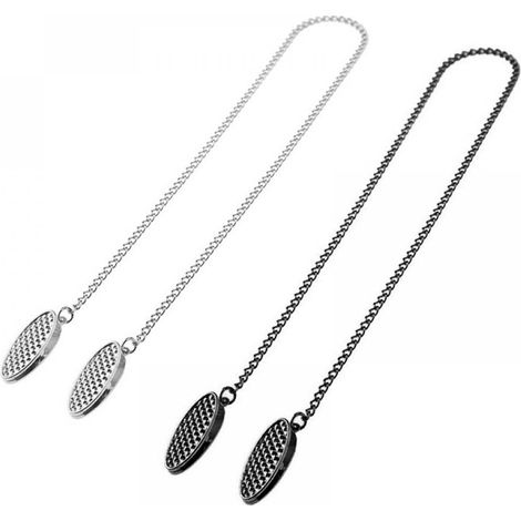 pinzas para servilletas, cadena metálica ajustable, aleación duradera, plata y negro, para restaurantes y banquetes. (1/5)