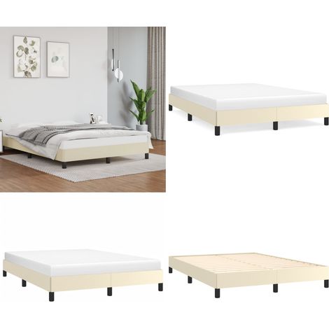 Bettgestell Creme 140x190 cm Kunstleder - Kunstlederbett - Schlafzimmer (1/5)