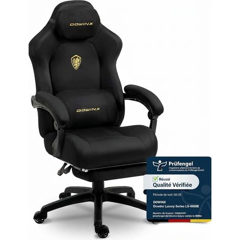 Ergonomischer Gaming-Stuhl mit verstellbarer Massage-Lendenwirbelstütze, Samtbezug, gepolsterter Sitzfläche, ausziehbarer Fußstütze, verstellbaren Armlehnen und 160° verstellbarer Rückenlehne, Schwarz