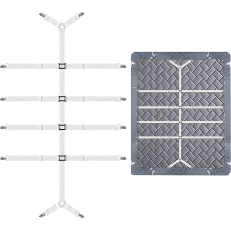Tendeur de Drap réglable, Support de Drap avec Clips métalliques, Sangles Support de Drap, tendeur Drap Housse, Convient à Tous Les draps, draps-Housses, Matelas (1/5)