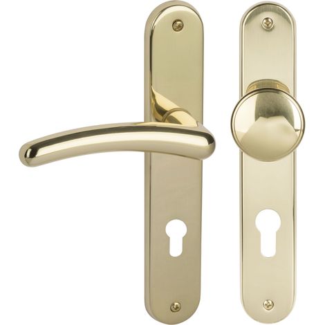 Südmetall Türgriff-Garnitur Langschild Franziska PZ Messing poliert Drücker links gold 225 x 40 mm