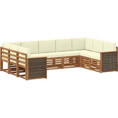 Outdoor Sofa Set 7 pcs Natural and Cream vidaXL (1/5)